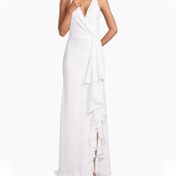 Sachin + Babi Dresses & Skirts - Sachin & Babi Courtney Ruffle Maxi Gown, Off White Ivory - Size 0